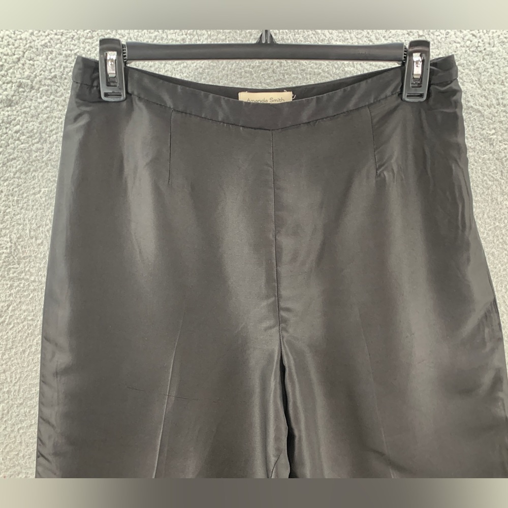NWT Amanda Smith Pure Silk Women’s Plus Black Flat Side Zip Up Pants Size 14 - Picture 5 of 16